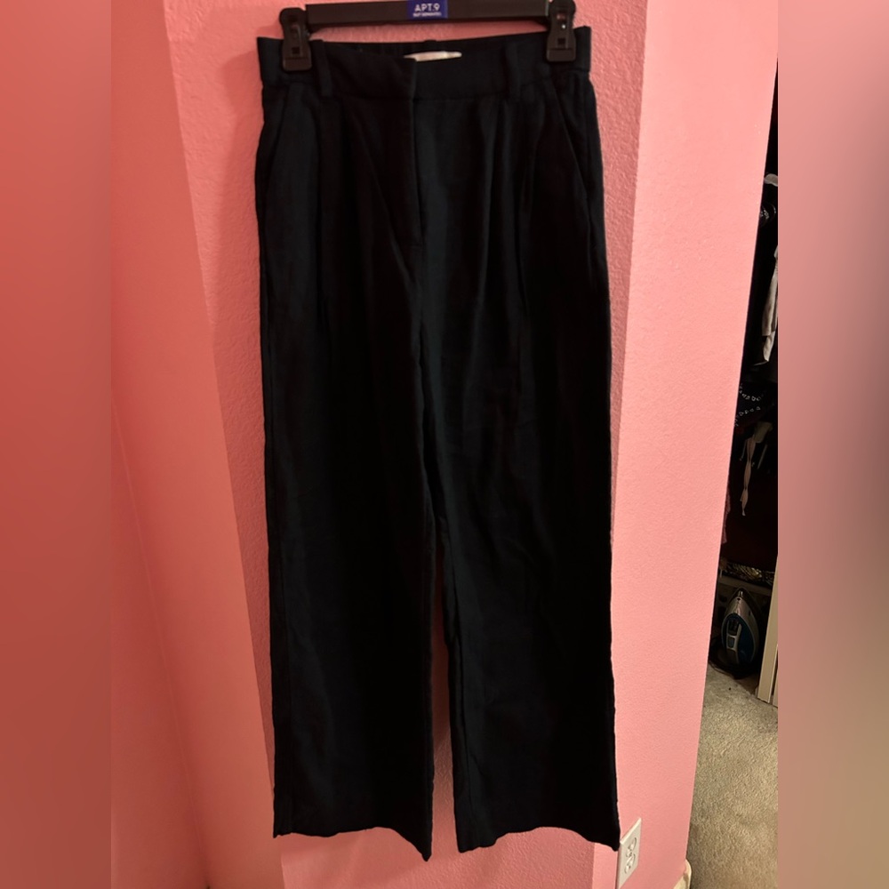 Abercrombie & Fitch Women’s Linen-Blend Tailored Wide Leg Pant- Size XS Regular